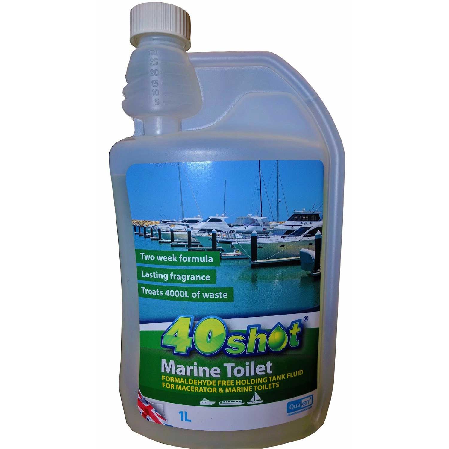 Qualkem 40 Shot RV + Boat Portable Macerator Toilet Chemical Fluid