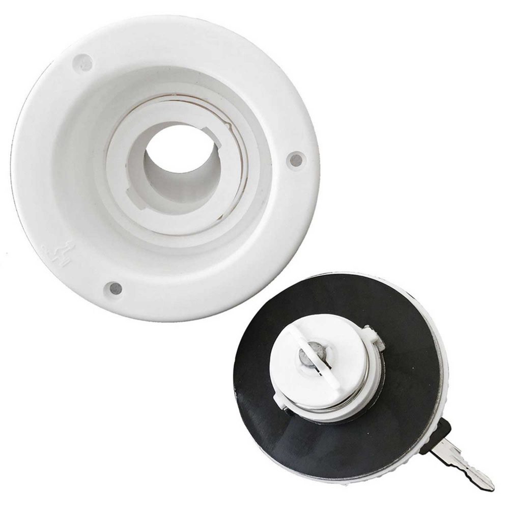 caravan accessories locking filler cap white 4