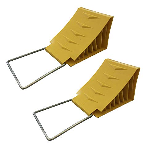 Homeon Wheels RV Camper Large Wheel Chocks with Handle and Rope for Safety-Car Chocks Red Tire Chocks Trailer Solid Heavy Duty Wheel Chocks-2 Packs. 