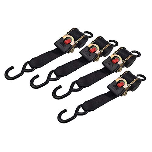 4 x 3M Auto Retractable Ratchet Tie Downs With S Hooks 50mm