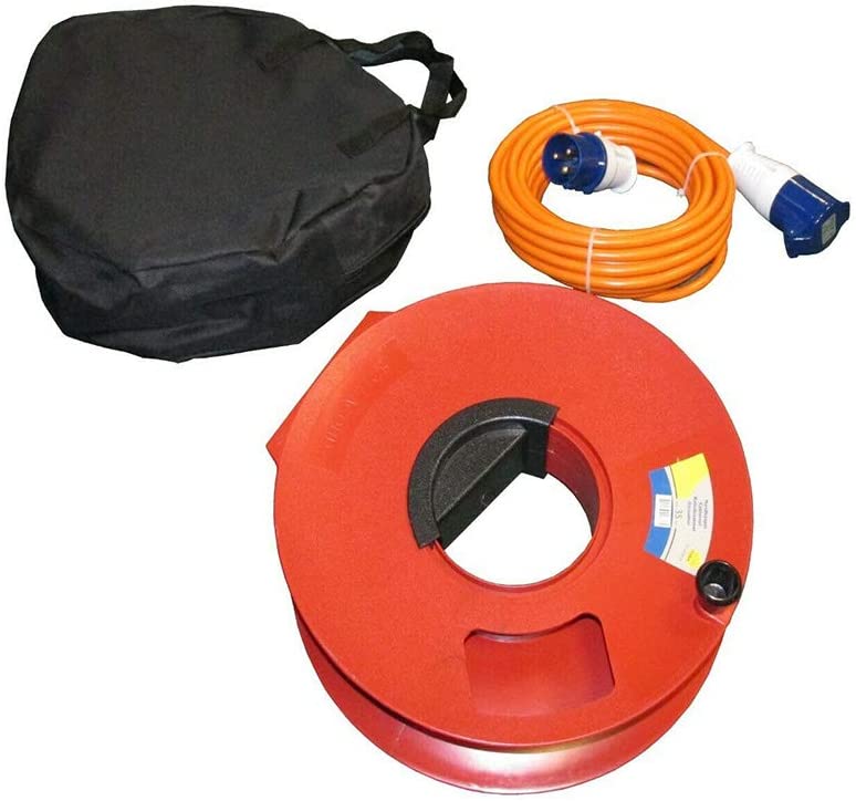 10 Metre Mains Hook Up Lead 1.5 mm Plus Cable Reel Plus Storage Bag